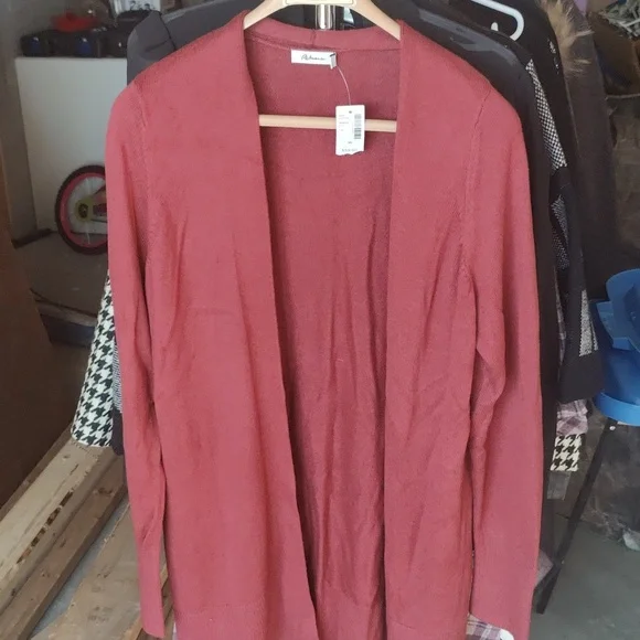 NWT Reitman Raspberry Open Front Long Cardigan - Picture 2 of 6